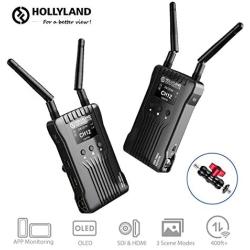 Hollyland Mars 400S Wireless SDI HDMI Video Transmission System, iOS & Android App Monitoring with OLED Display, 400ft 3 Scene Modes for Vlog, Live Streaming, Multi-Camera Production