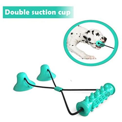 3T6B Pet Molar Bite Toy Suction Cup Dog Toy for Aggressive Chewers, Dog Rope Toys Teeth Cleaning Molar Stick,Blue Double Suction Cup，Used for Tug-of-war,Tooth Cleaning and Behavior Training