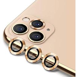 Buluby for iPhone 11 Pro Max/11 Pro Camera Lens Protector,Premium Tempered Glass Aluminum Alloy Lens Screen Cover Film (Gold)