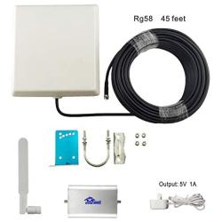 4G LTE AT&T T-Mobile 65dB 700MHz Cell Phone Signal Booster for Home and Office Band 12/17 FDD LTE Mobile Phone Signal Amplifier Including 45 Feet RG58 Cable Repeater Full Kit