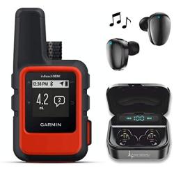 Garmin InReach Mini, Lightweight and Compact Handheld Iridium Satellite Communicator and Wearable4U Black Earbuds Ultimate Charging Power Bank Case Bundle (Orange)