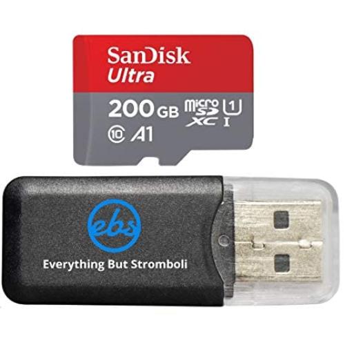 200GB SanDisk Ultra UHS-I Class 10 90mb/s MicroSDXC Memory Card works with Samsung Galaxy S8, S8 Plus, S8 Note, S7, S7 Edge, Cell Phones with Everything but Stromboli Memory Card Reader