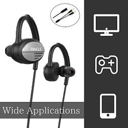 DLAND Sports Headphones Wired,Noise Cancelling Earhook Earbuds,Gaming Earphones with Detachable Microphone for PS4,Xbox,Laptop Computer, Cellphone.Inline Controls for Hands-Free Calling.