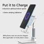 Wireless Charging Cell Phone Stand, Mini Foldable Adjustable Phone Holder, Bed Desk Tablet Mount (White)
