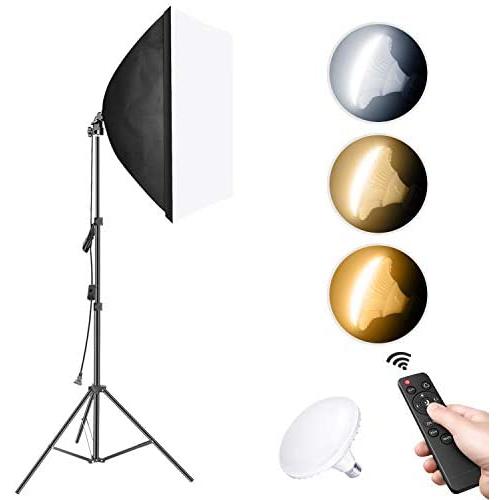 Neewer Photography Softbox Lighting Kit: 20x28Inches/50x70cm Soft Box, 79Inches/200cm Light Stand, 45W LED Bulb with Remote Control for Photo Studio Portrait Photography, Video Shooting (No Carry Bag)