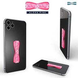 LoveHandle Universal Grip for Most Smartphones, Mini Tablets and Cases, Pink Aloha Design Colored Elastic Strap with Pink Base, LH-01-Aloha