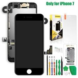 Screen Replacement for iPhone 7 Black 4.7in,Complete LCD Display for A1660, A1778, A1779 Full Frame Assembly with OEM Front Camera Proximity Sensor Earpiece Speaker Repair Tool