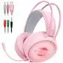 Dland Gaming Headset with Mic and Changeable LED Light for Laptop,Computer, Cellphone, PS4 and Xbox, 3.5mm Wired Noise Isolations Gaming Headphones with Volume Control-Pink Dland Gaming Headset with Mic and Changeable LED Light for Laptop,Computer, Cellphone, PS4 and Xbox, 3.5mm Wired Noise Isolations Gaming Headphones with Volume Control-Pink