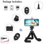 YeahWhee Phone Tripod, Flexible Cell Phone Selfie Stick Tripod Stand Camera Tripod Holder with Wireless Bluetooth Remote and Universal Clip for iPhone, Android Phone, Sports Camera GoPro