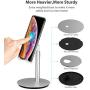 Cell Phone Stand, Tablet Holder, SAIJI Height Adjustable Aluminum Mount Dock, Compatible with iPhone Samsung Cell Phone, Tablet, iPad, Nintendo Switch, Kindle, Up to 10 Inch Screen (Sliver) …