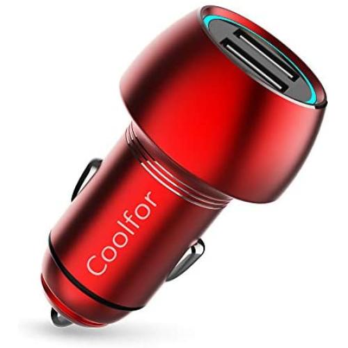 USB Car Charger,Coolfor 36W Dual Fast Car Charger Adapter Compatible with iPhone 11/Xs/Xs max/Xr/X/8/7/6/5,iPad Pro/Air/Mini/,Samsung Galaxy S10/S9/S9+/S8/S7,Note 9/Note8,LG,Pixel and More,Red