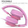 AILIHEN C8 Girls Wired Headphones with Microphone and Volume Control Folding Lightweight Headset for Cellphones Tablets Smartphones Chromebook Laptop Computer PC Mp3/4 (Pink)