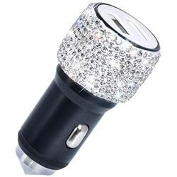 Dual USB Car Charger Bling Bling Handmade Rhinestones Crystal Car Decorations for Fast Charging Car Decors for iPhone, iPad Pro/Air 2/Mini, Samsung Galaxy Note 9 8 S9 S9+ LG Nexus HTC etc