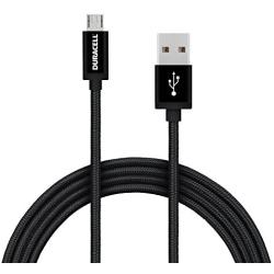 Duracell Hi-Performance 6 Ft Fast Charging Data Sync & Charge Nylon Braided Fabric Micro USB Cable for Android, Samsung, HTC, Nokia, Sony and More - Black