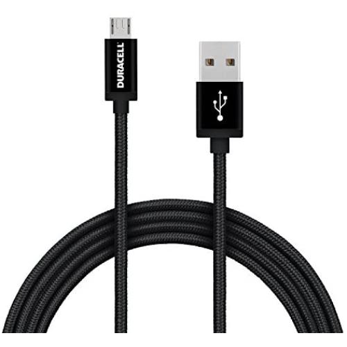 Duracell Hi-Performance 6 Ft Fast Charging Data Sync & Charge Nylon Braided Fabric Micro USB Cable for Android, Samsung, HTC, Nokia, Sony and More - Black