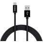 Duracell Hi-Performance 6 Ft Fast Charging Data Sync & Charge Nylon Braided Fabric Micro USB Cable for Android, Samsung, HTC, Nokia, Sony and More - Black