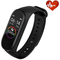 CADIC Fitness Tracker, Fitness Band Sleep Monitor Tracker Smart Workout Watch for Men and Women Athletic with Blood Pressure Heart Rate Blood Oxygen Step Calorie Counter IP67 Waterproof Black