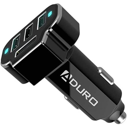 Aduro 4 Port Car Charger Adapter, 12V Fast Car Charger USB Adapter Power Station 5.2A/26W Output (Black)