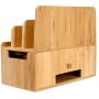 MobileVision Bamboo Charging Station & Compatible Apple Watch Adapter Combo Multi Device Organizer for Apple Watch, Smartphones, Tablets, Laptops, and More