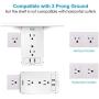 Socket Shelf 8 Outlet Surge Protector, Wall Socket Shelf Outlet Extender with 2 USB Charging Port, Bathroom Outlet Plug Expansion Shelf(8AC2USB-Surge Protector)