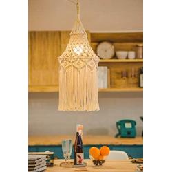 Mkono Macrame Lamp Shade Boho Hanging Pendant Light Cover Modern Office Bedroom Living Room Nursery Dorm Room Bohemian Home Decor