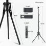 Selfie Stick Tripod, 63" Extendable Tripod Stand with Wireless Remote for iPhone & Android Phone, Camera, Metal Lightweight - Black