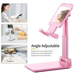 Cell Phone Stand, Jiduo Phone Holder Adjustable Height Smart Phone Accessories Compatible with Ipad Tablet for Desk Bedside Office Foldable (Pink)