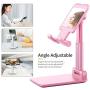 Cell Phone Stand, Jiduo Phone Holder Adjustable Height Smart Phone Accessories Compatible with Ipad Tablet for Desk Bedside Office Foldable (Pink)