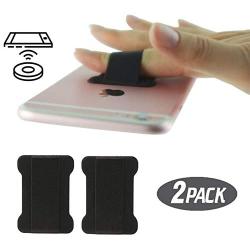 [2pc] Finger Strap Phone Holder - Ultra Thin Anti-Slip Universal Cell Phone Grips Band Holder for Back of Phone(Black)