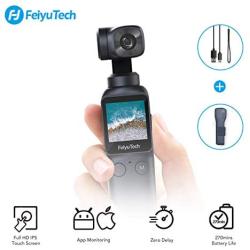 3-Axis Pocket Handheld Gimbal Stabilizer with UHD 4K Camera for Vlog YouTube Live Video Recording with Zero Delay Autofocus POV All Follow Mode Time-Lapse Sync Motion (Feiyu-Pocket-Handheld-Gimbal)