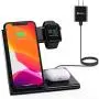 WATOE Wireless Charger 3 in 1 Qi-Certified Fast Charging Station,Compatible iPhone SE/11/11 Pro/X/XS/XR/Xs Max/8 Plus,Wireless charging stand for AirPods Pro/2, Compatible Apple Watch Series 5/4/3/2/1