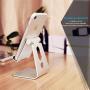 Emoly Adjustable Cell Phone Stand, 2020 Aluminum Desktop Cellphone Stand with Anti-Slip Base and Convenient Charging Port, Fits All Smart Phones (Silver)