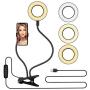 DAVID ROCCO Selfie Ring Light with Flexible Goose Neck Phone Clip 3 Light Modes and 10 Brightness LED Ring Light Compatible with Smart Phone for YouTube, Facebook, Live Stream, Makeup