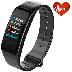 CADIC Fitness Tracker for Men and Women with Heart Rate Sleep Monitor Step Calorie Counter IP67 Waterproof Black