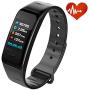 CADIC Fitness Tracker for Men and Women with Heart Rate Sleep Monitor Step Calorie Counter IP67 Waterproof Black