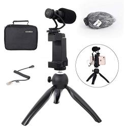 Comica Smartphone Video Rig Kit CVM-VM10-K2 Mini Tripod with Cardioid Directional Shotgun Video Microphone for iPhone 7 8 Plus XS max XR 11,Samsung S9 S10,LG Android Phones etc.(1/4" Jack)