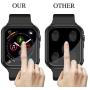 [2 Pack] Compatible for Apple Watch 44mm Series 5 Series 4 Tempered Glass Screen Protector with Black Bumper Case, YMHML Full Coverage Easy Installation Bubble-Free Cover for iWatch Accessories