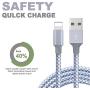 Manords Phone Charger, 4 Pack(3+6+6+10ft) Long High-Speed Nylon Braided Phone Cable Compatible with Phone Xs/Max/XR/X/8/8Plus/7/7Plus/6S/6S Plus and More (Gray White)