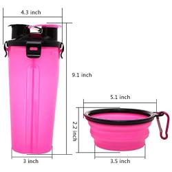 Dog Water Food Bottle for Walking Travelling Hiking Camping 2-In-1 Pet Food Container with 2 Collapsible Dog Bowls Outdoor Travel Water Dispenser Leak Proof Cup Portable Drinking Bottle for Cat Puppy