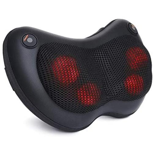 Naipo Shiatsu Neck Back Massager Massage Pillow with Heat, Deep Tissue Kneading Massager for Shoulder, Lower Back, Leg, Foot, Muscle Pain Relief, Best Relaxation Gifts in Home Office and Car