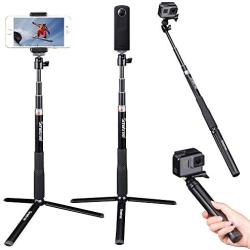 Smatree Telescoping Selfie Stick with Tripod Stand Compatible for GoPro Hero 8/7/6/5/4/3+/3/Session/GOPRO Hero (2018)/Cameras,DJI OSMO Action,Ricoh Theta S/V,Compact Cameras and Cell Phones