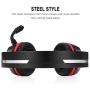 Gaming Headset MFEEL Over Ear Headphones with Mic for PS4 Xbox One S PC Laptop Tablet iPhone iPad Mobile Phones - Easy Volume Control & LED Lighting - Black Red