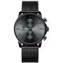 GOLDEN HOUR Mens Watches Fashion Sport Quartz Analog Black Mesh Stainless Steel Waterproof Chronograph Wrist Watch, Auto Date in Blue/Red/Gold Hands