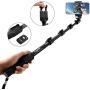 Fugetek 49" Selfie Stick Monopod Professional High End FT-568, For Apple iPhone, Android Samsung, & DLSR Cameras, Aluminum Alloy, Rechargeable Wireless Bluetooth Remote (Black)