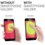 kwmobile Universal Elastic Finger Holder for Smartphones - PU Leather Stretch Grip Finger Strap with Stand Compatible with All Smartphones - Blue