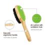Dog Bathing Brush, Dog Shampoo Brush for Massage Dog Scrubber Cat Brushes for Grooming with Pin & Bristle, Natural Bamboo