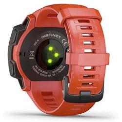 Garmin Instinct, Rugged Outdoor Watch with GPS, Features GLONASS and Galileo, Heart Rate Monitoring and 3-axis Compass, Red (Renewed)