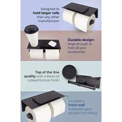 Neater Nest Reversible Toilet Paper Holder with Phone Shelf, Modern Style (Oil Rubbed Bronze, Double)