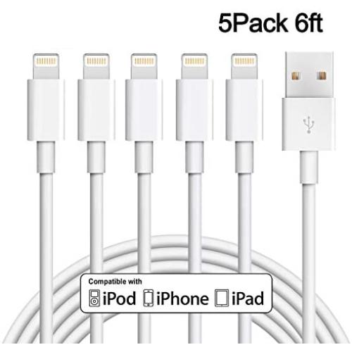 iPhone Charger, Sundix 5 Pack 6ft Lightning Cable iPhone Charging Syncing Cord Charger Cable Compatible iPhone X 8 8Plus 7 7Plus 6S 6Splus 6 6Plus SE 5 5S 5C More