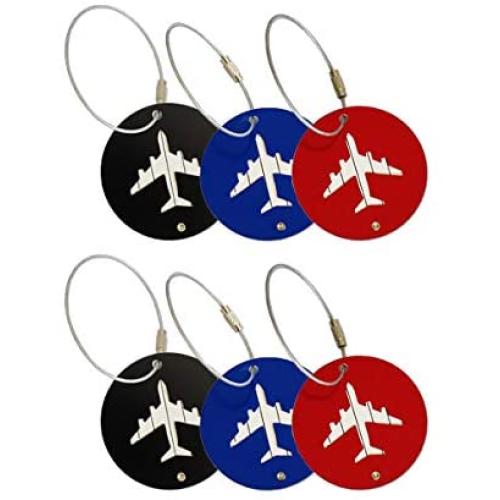 6 pcs Luggage Tags, Ganuo Travel ID Labels Suitcase Card Aluminium Metal Address ID Identity Card for Travel, Address Card, Luggage Cards